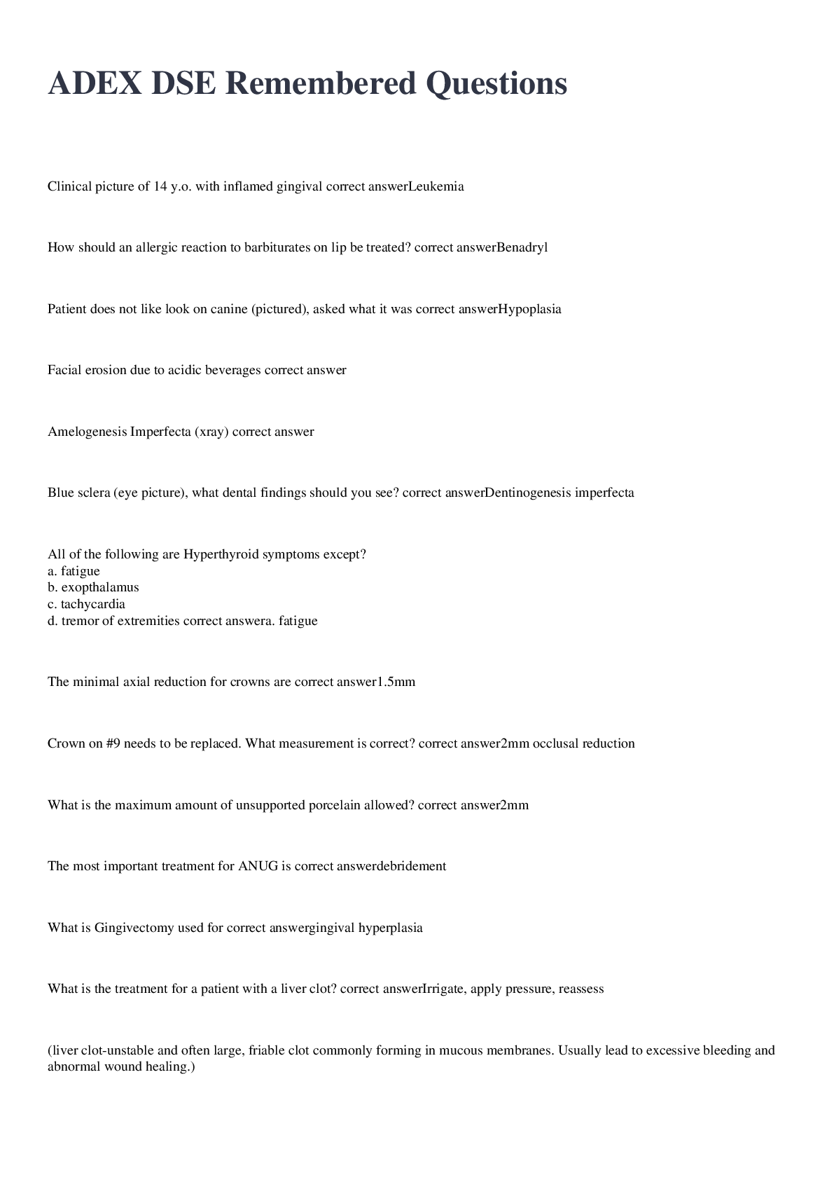 Preview image for ADEX DSE Remembered Questions and answers 2022/2023